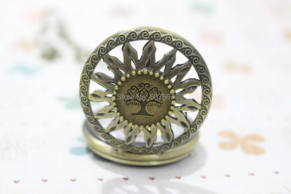 Оптовая продажа заказ смешивания желание дерево карманные часы Цепочки и