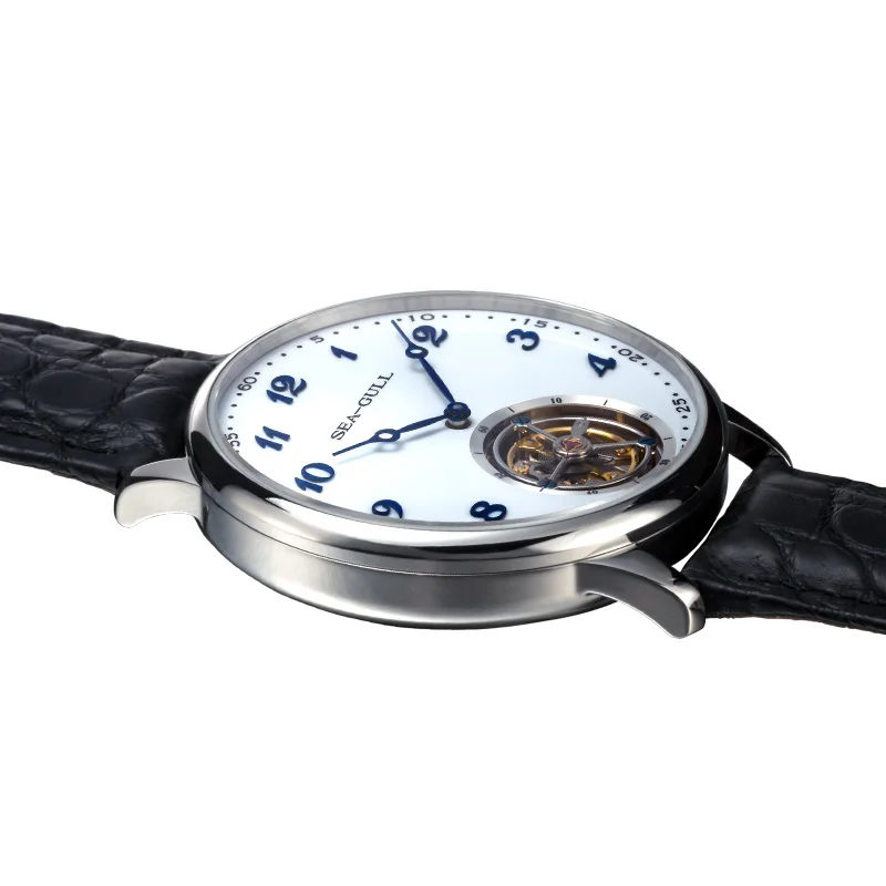 Наручные часы Seagull Tourbillon механические мужские из кожи аллигатора с оригинальным