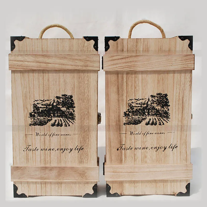 Деревянная коробка для вина подарочная упаковочная двойная Paulownia можно настроить рекламы рекламная