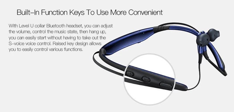 SAMSUNG Level U Wireless Bluetooth Earphone Neckband headsets Collar Noise Cancelling Support A2DP,HSP,HFP for Glaxy 8 S8plus