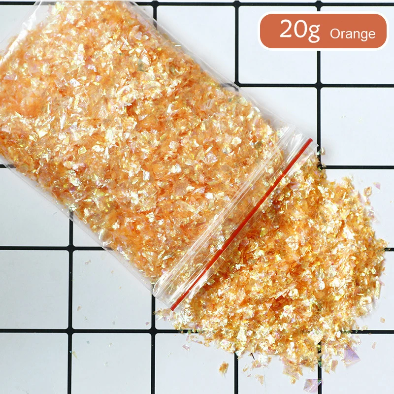 Оранжевый 20 г красочные оболочки сахар сломанные кусочки мигающий флэш мусор материал УФ смола эпоксидная смола, форма для изготовления ювелирных изделий для DIY - Цвет: Оранжевый