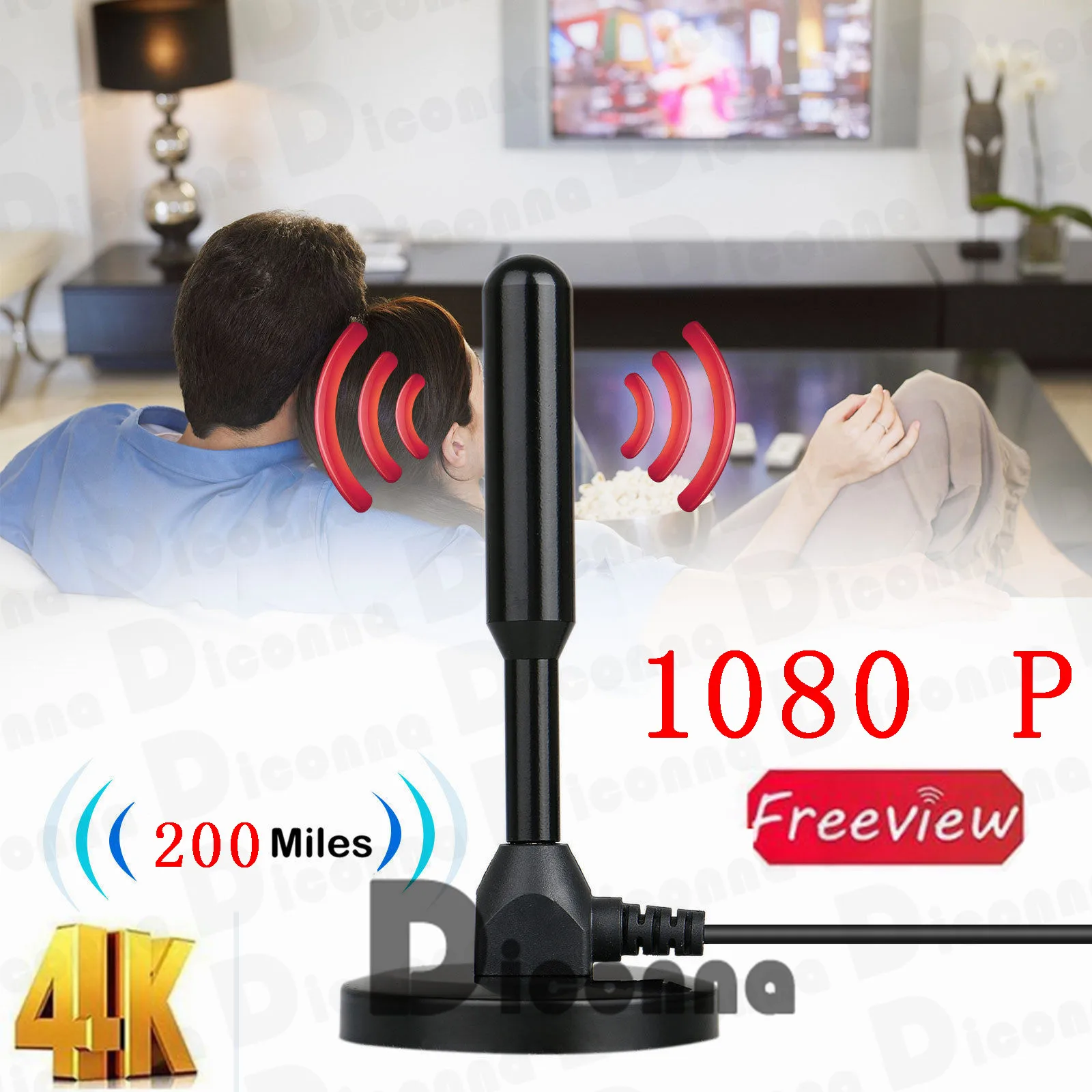 200 миля 30dBi внутренняя усиление цифровой DVB-T DVB-T2 tv HDTV антенна усилитель 1080P 4K D tv 10 футов кабель