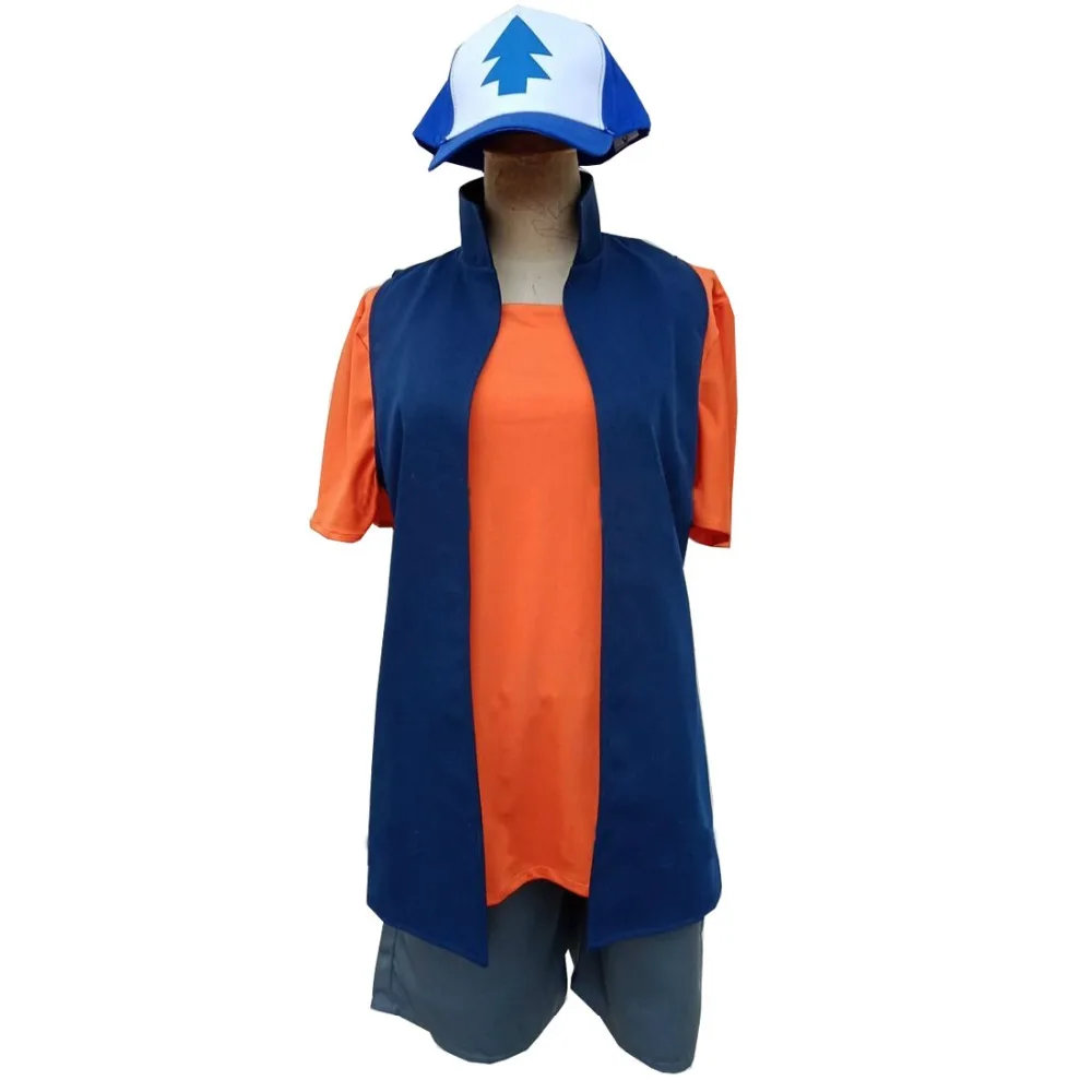 2018 аниме Gravity Falls Dipper сосны костюм шляпа + для маленького мальчика комплект одежды: