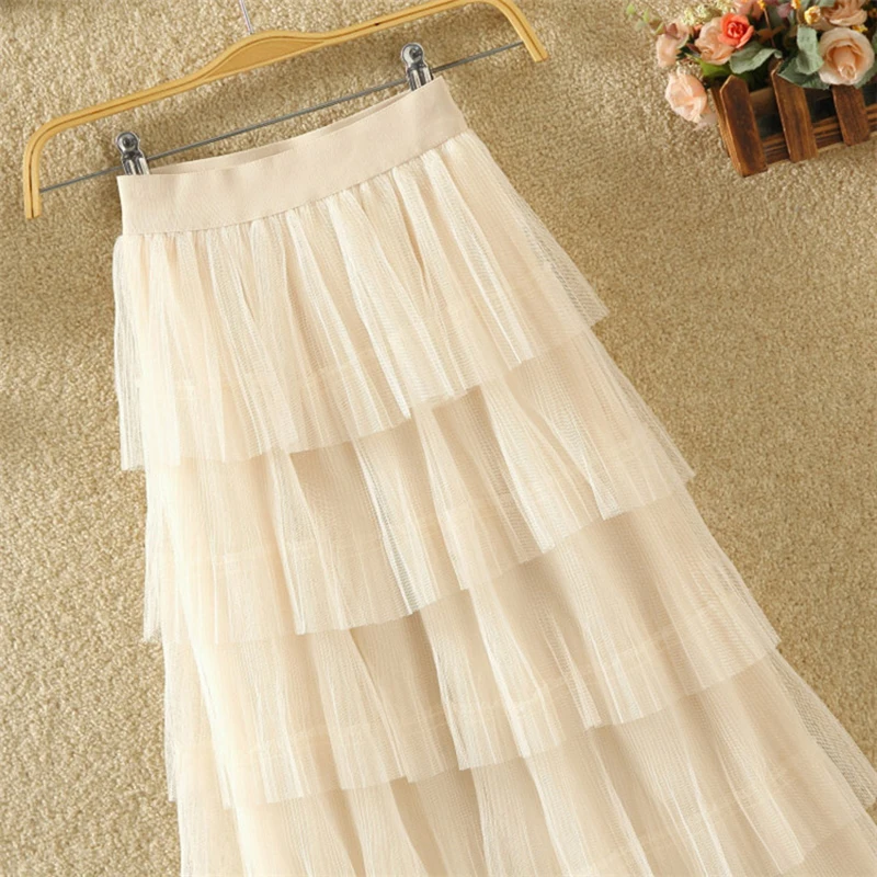 Женская плиссированная юбка-пачка элегантная длинная винтажная юбка из тюля 2019 |