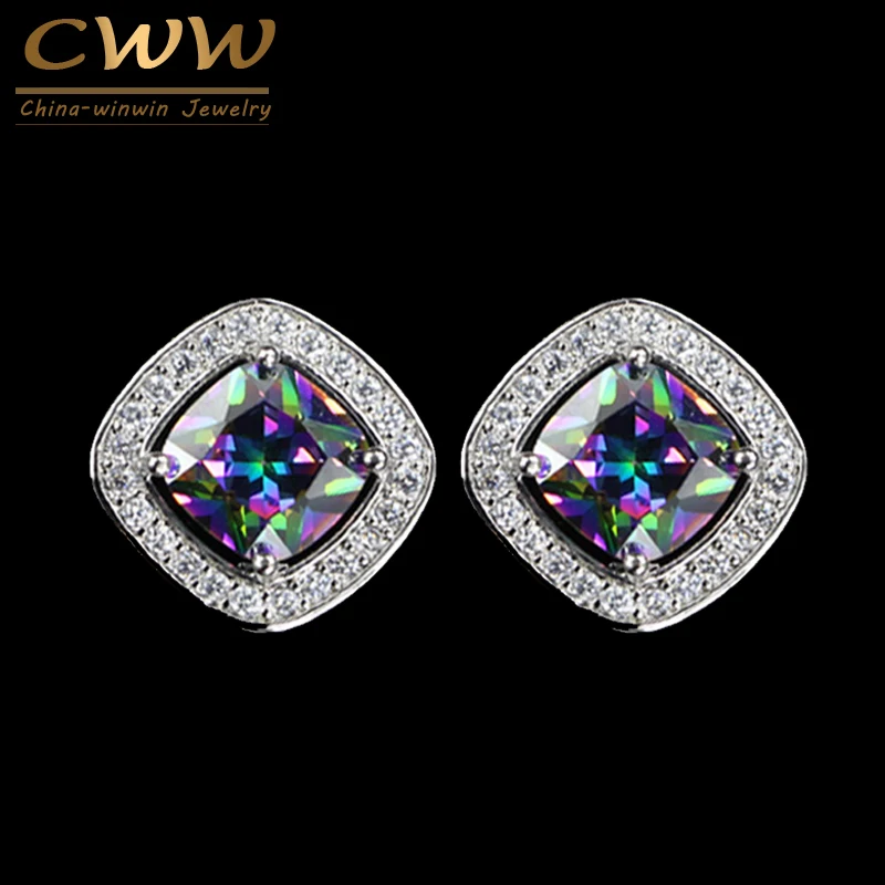 CWWZircons классические квадратные благородные мистические хрустальные серьги