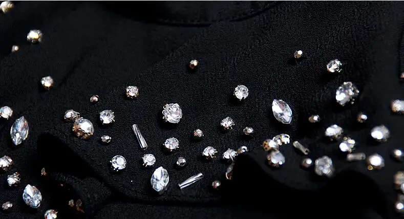 

Women Newest Diamonds Turtleneck Ruffles Sleeve Shirt Blouse Female Elegant Office Work Long Sleeve Shirt Tops