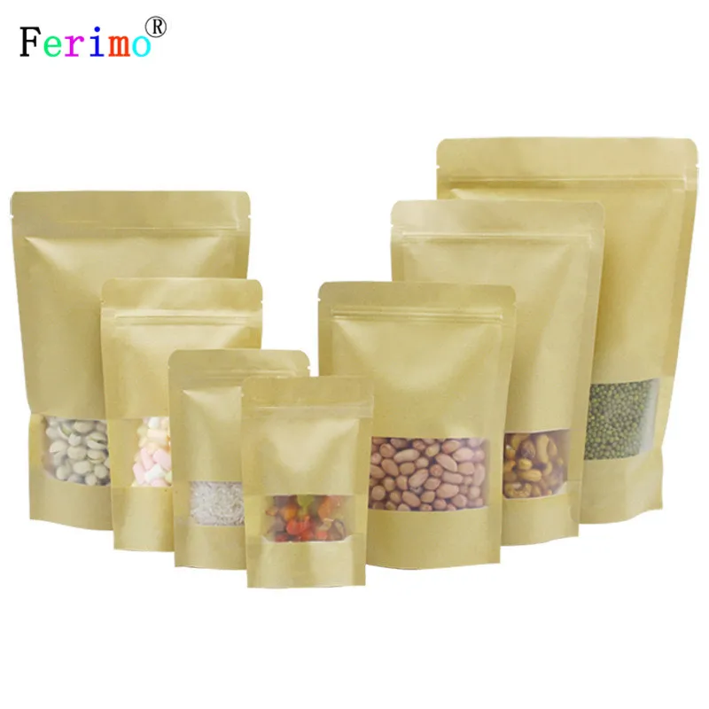 100 шт. окон и дверей самообеспеченности крафт-бумажный мешок досуг пищевая