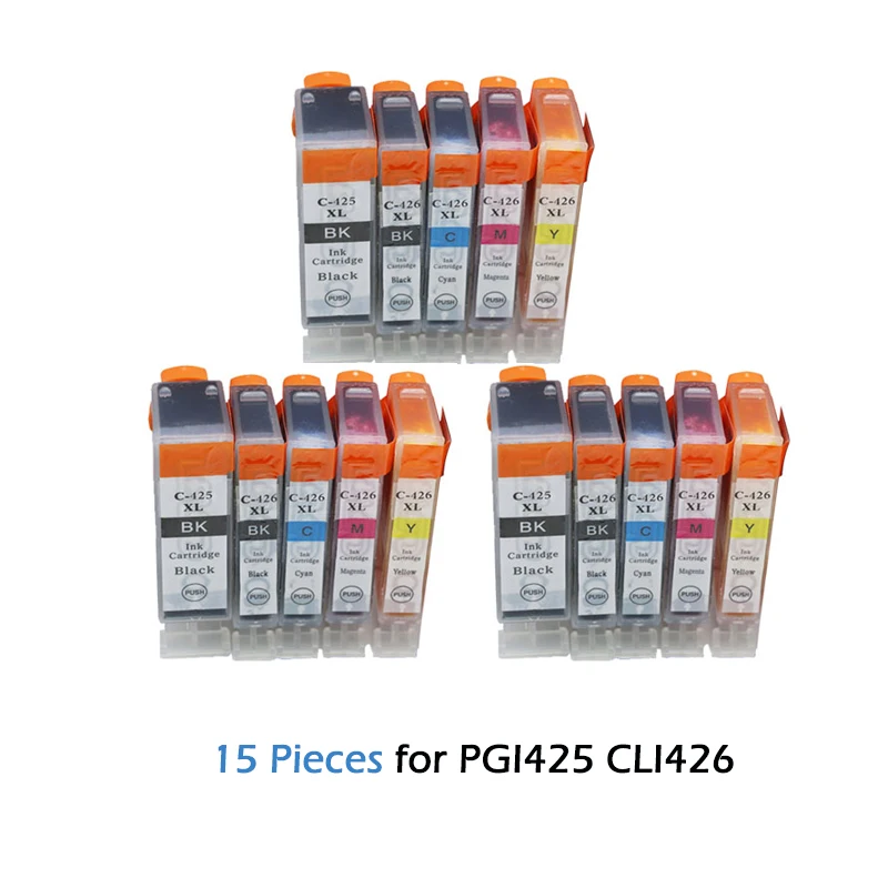 

15pcs PGI 425 CLI 426 ink cartridges For Canon PIXMA IP4840 IP4940 MG5240 MG5140 MG5340 MX884 MX714 MX894 printer PGI425 CLI426