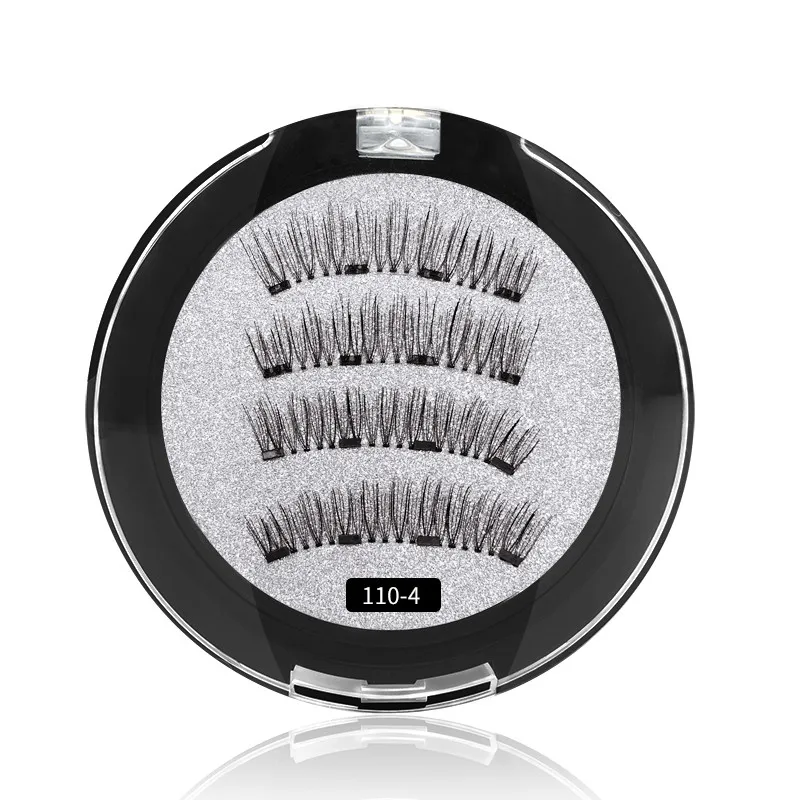 New 2 Pair 4 Magnetic False Eyelashes natural 3D Reusable magnets handmade magnetic lashes natural Mink eyelashes magnet lash - Цвет: KS02-4