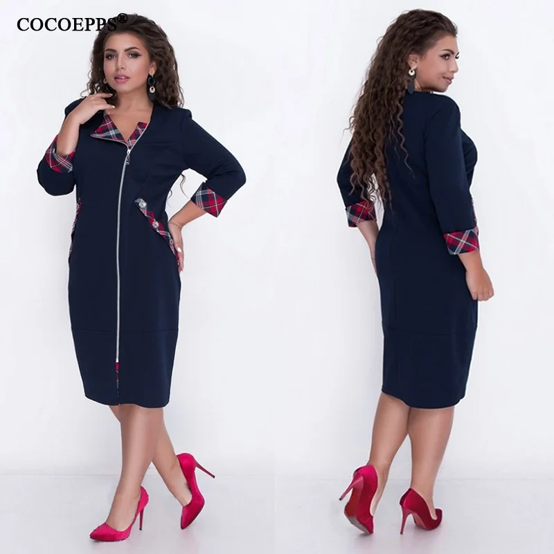 5XL 6XL, осень, женское платье большого размера, повседневное, из кусков, для женщин, зима, плюс размер, s, платье на молнии, для девушек, для офиса, вечерние, облегающее платье