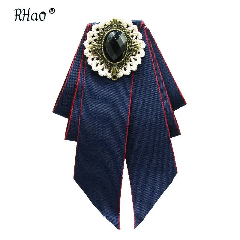 RHao Новые Броши «бант» для Для женщин шеи Рубашка с галстуком ткани, с завязками, с брошкой Винтаж ленты Броши «бант» для Для женщин Свадебные вечерние Подарочная брошь - Окраска металла: 4