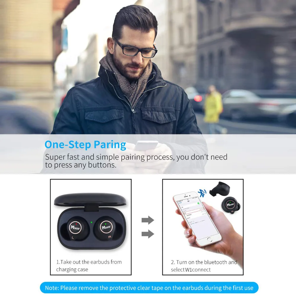 TWS Bluetooth наушники, Moear Bluetooth 5,0 наушники настоящие беспроводные наушники спортивные наушники-вкладыши TWS стерео HiFi Звук Bluetooth наушники