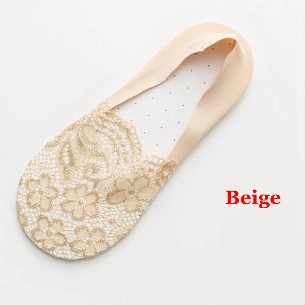 Beige 1 пара модные женские хлопковые кружевные невидимое нескользящее покрытие низкий носок Дышащие носки лодки женская модная одежда аксессуары - Color: Beige