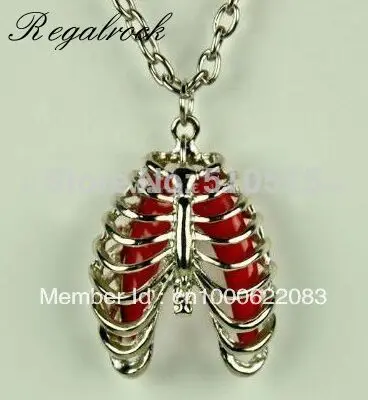 Regalrock готическое анатомическое ожерелье в рубчик, анатомическая Медицинская Подвеска с красными легкими, длинная цепочка, модная популярна... (art.: 796304e5f) - 796304e5f