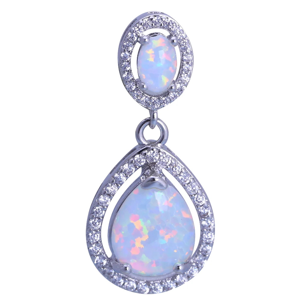 Женское Ожерелье с белым огненным опалом 29 мм серебряное ожерелье подвеской