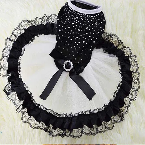 black white Kimhome Pet Платья для небольших Товары для собак хлопок Кружева Ткань Симпатичные принцесса Собака зима платье Собака Хеллоуин костюм Одежда для питомцев XS-XL - Цвет: black white