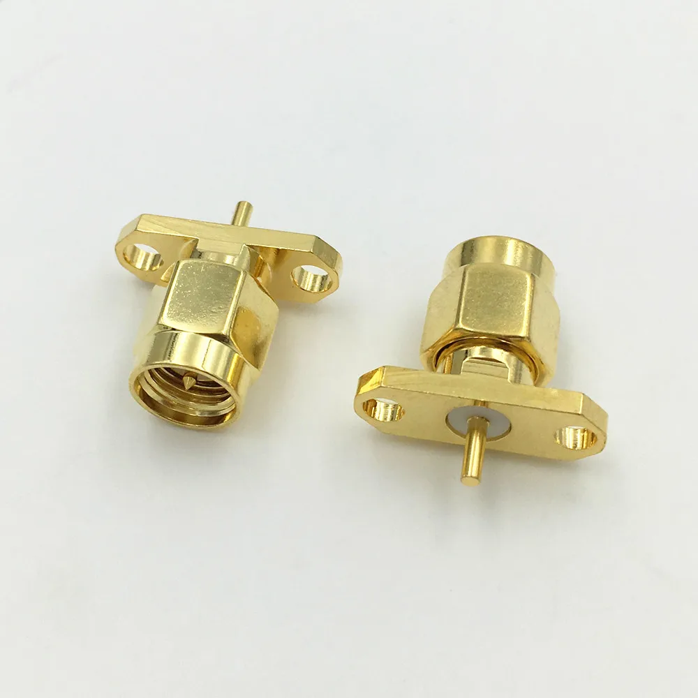 10 шт. медный радиочастотный фоторазъем SMA штекер 2 отверстия Панельное крепление