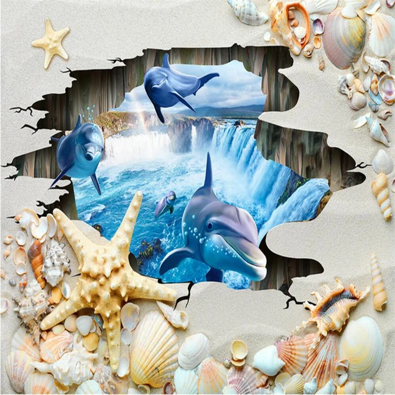 Beibehang Картина Copyright пляжные ракушки фото самоклеящиеся обои 3D напольные волны