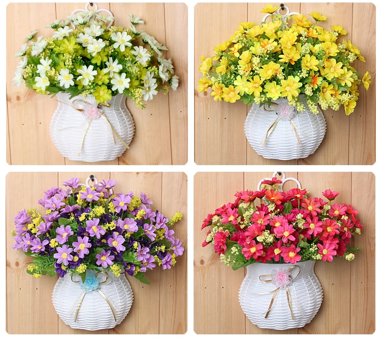 Пластиковая ваза с шелковыми цветами подвесная корзина контейнер для цветов