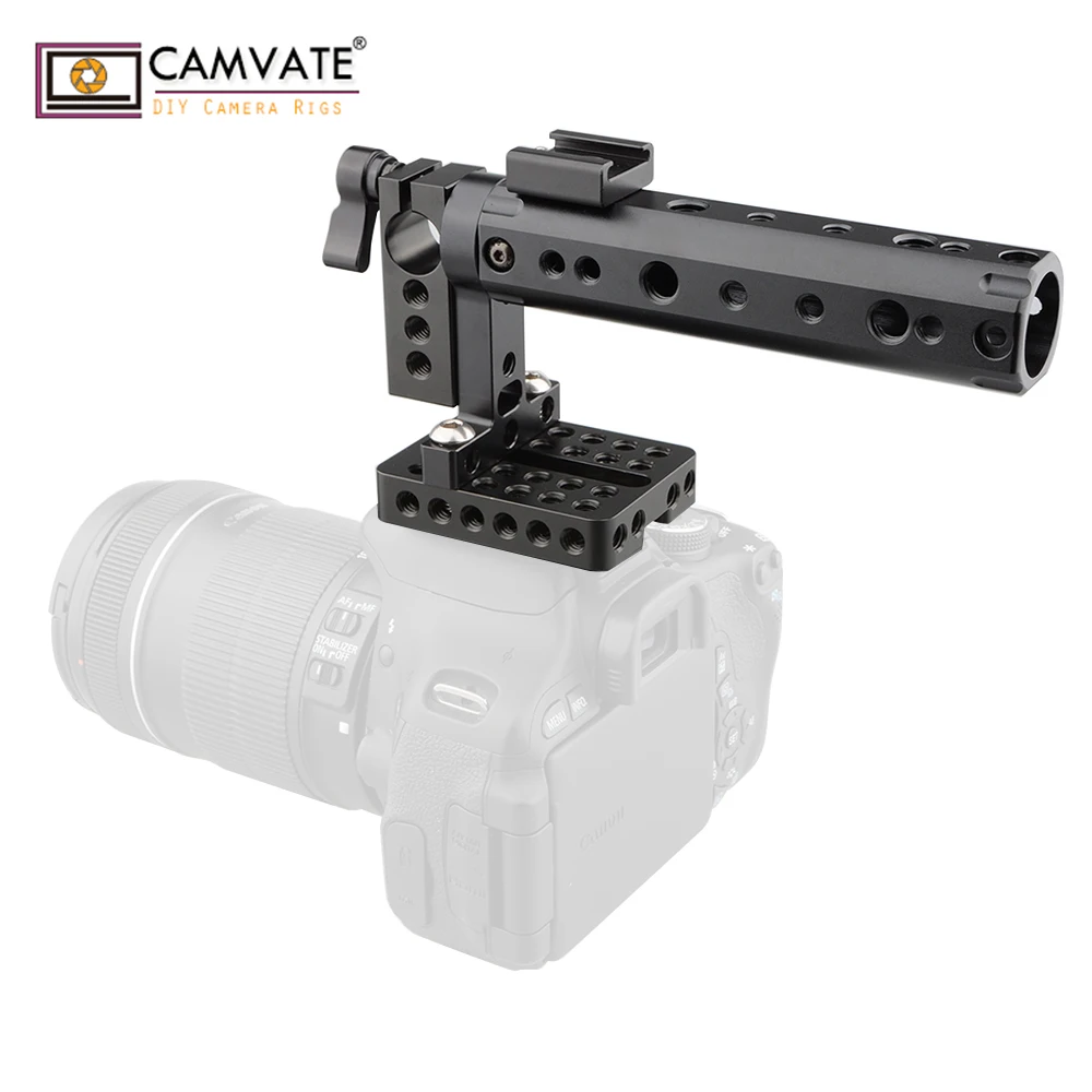 CAMVATE DSLR Верхняя ручка Rig w/верхняя пластина 15 мм стержень зажим Холодный башмак крепление C1153 камера фотографии аксессуары