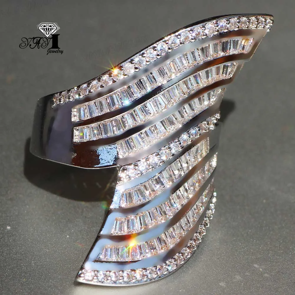YaYI Jewelry Princess Cut 7.6 CT White Zircon Silver Color Engagement Rings wedding Heart Girls Party Gifts 869 | Украшения и