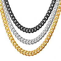 kpop curb chain necklace for men rock punk jewelry stainless steel goldblack long link chain 3mm 6mm 9mm 12mm 22 26 28 n668