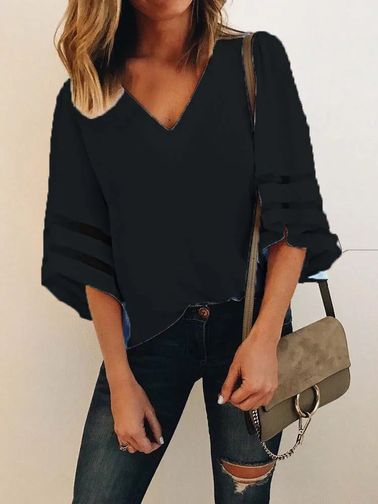 Женская свободная футболка повседневная однотонная Сетчатая большого размера с