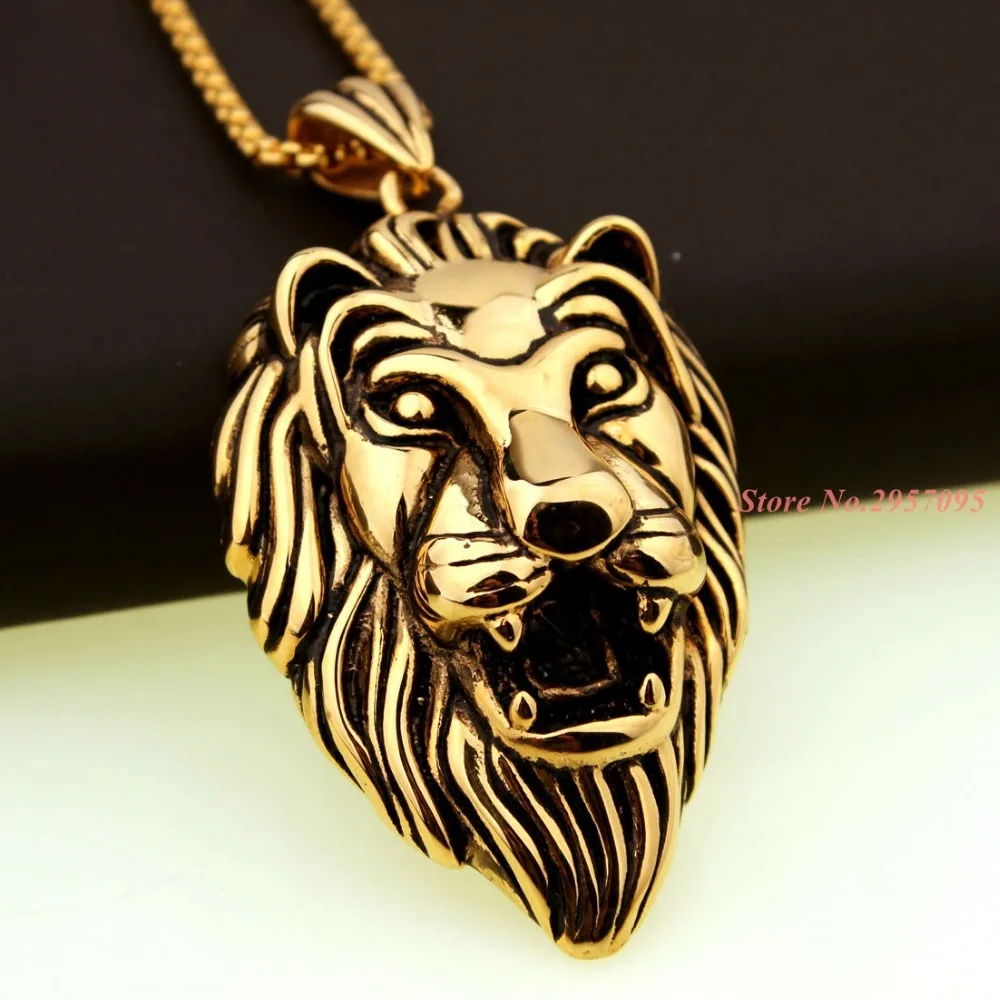 Лидер продаж Мода Нержавеющая сталь мужские Прохладный Тяжелая Лев Байкер