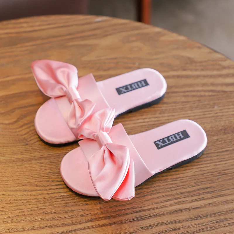 Милые сандалии для девочек новые летние тапочки принцессы с бантом очень милые