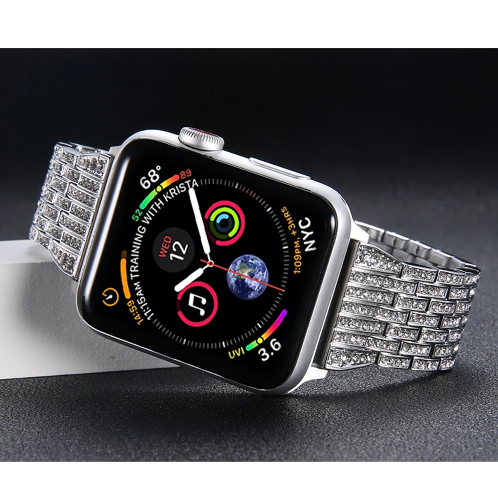 Алмазный ремешок для Apple Watch 5, 4, ремешок 44 мм, 40 мм, Aple watch correa, 42 мм, 38 мм, браслет из нержавеющей стали iwatch 5, 4, 3, 2, 1, ремешок для часов