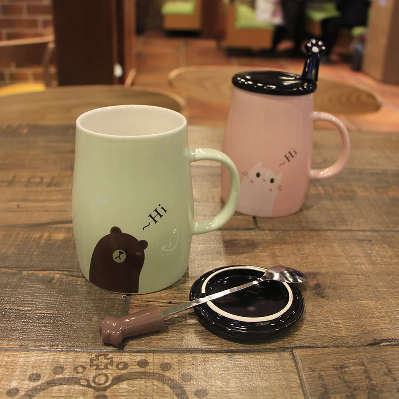 Creative Ceramic Cup Cute Cartoon Cat Coffee Milk Tea Personal Couple Juice | Дом и сад