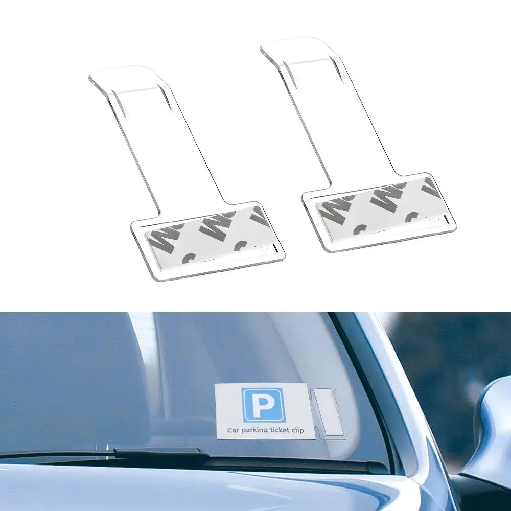 

2Pcs Car Vehicle Parking Ticket Permit Holder Clip Sticker Windscreen Window Fastener Stickers Kit Car Accessories