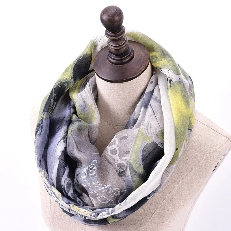 Роскошный бренд женская мода цепочка цветочный узор бесконечность обертывание