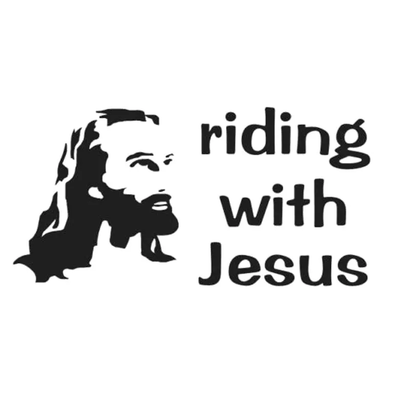 15.2CM*7.5CM Riding With Jesue Vinyl Decals Sticker Christ Religion Car Creative Decoration Black Sliver C8-1113 | Автомобили и