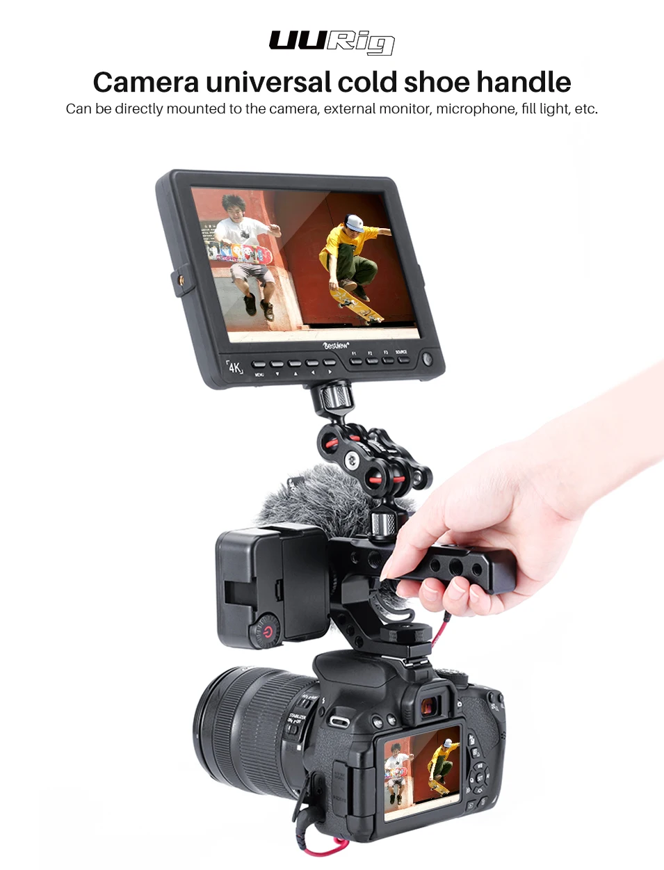 UURig R005 DSLR камера верхняя ручка захват металлический Холодный башмак адаптер