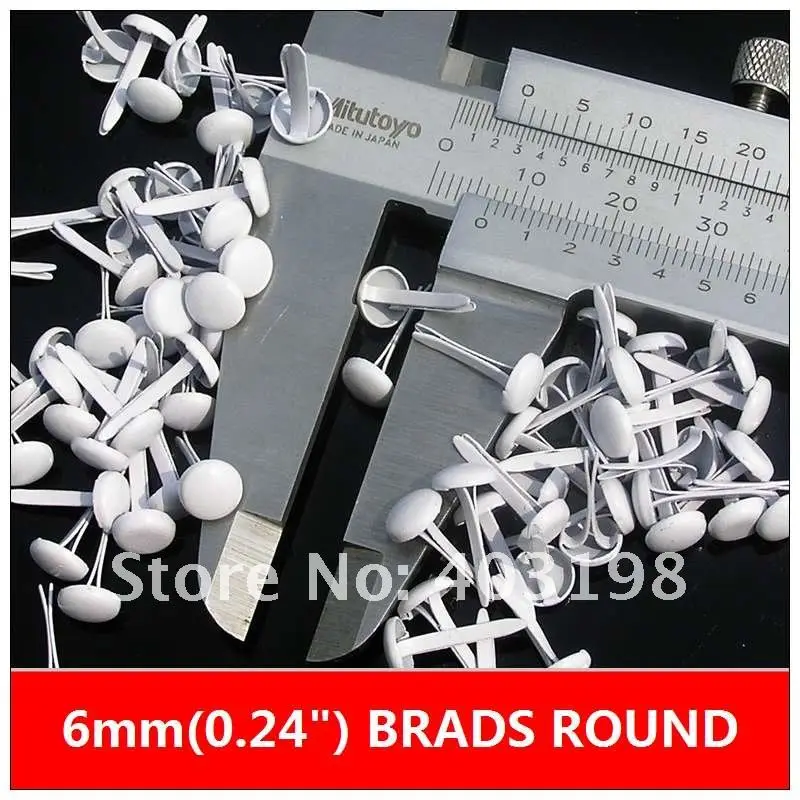 

Wholesale White color scrapbooking Brads, Small round nails metal brad, Free Shipping,6mm,