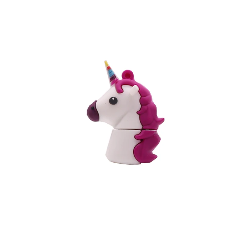 White pink Реальная емкость Флешка в форме героя мультика Единорог usb флэш-накопитель 4 ГБ 8 ГБ 16 ГБ 32 ГБ 64 ГБ 128 Гб карта памяти необычный флеш-накопитель usb2.0 - Цвет: White pink