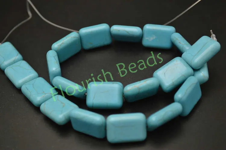

15x20 мм синие квадратные прямоугольные бусины Howlite Shaoe