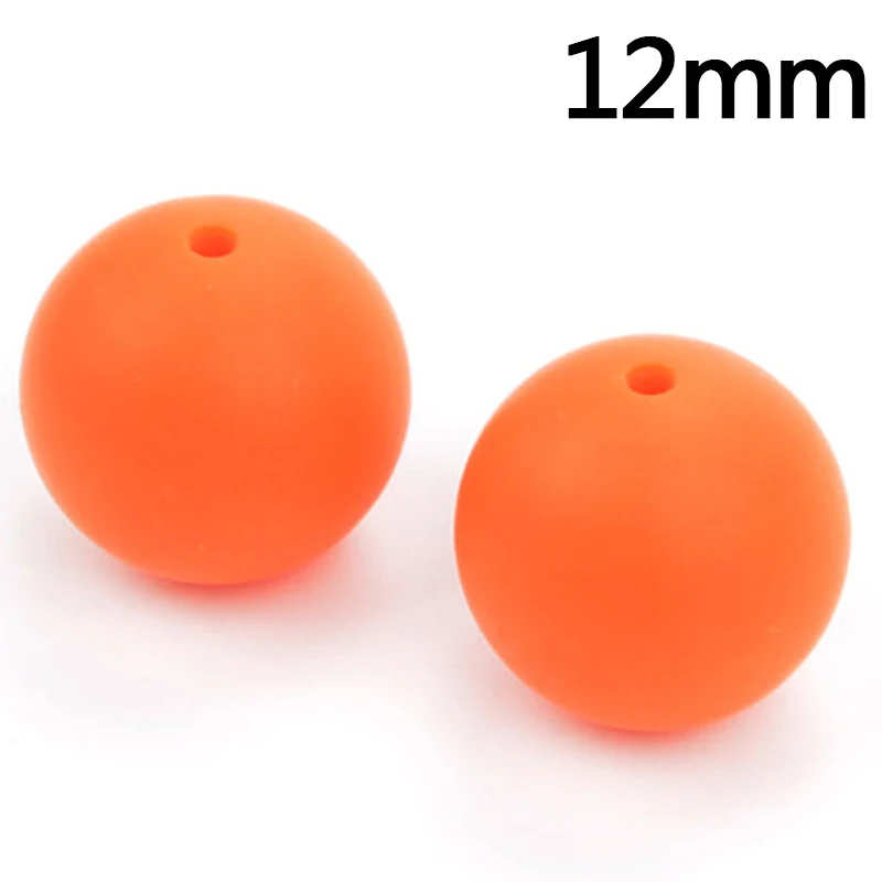 orange 100 шт./лот 12 мм круглой формы силиконовые бусины для прорезывания зубов для DIY кормящих ожерелье пищевого качества жевательные бусины - Цвет: orange