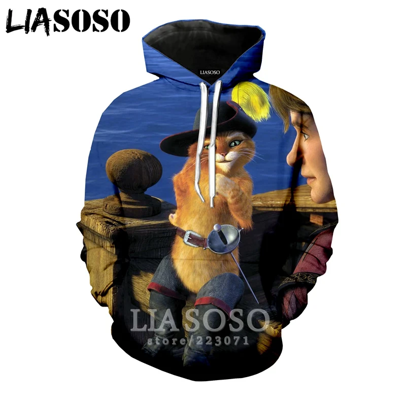 LIASOSO Новинка зимы Модные мужские и женские 3D принт аниме Шрек Толстовка Harajuku унисекс толстовка с длинным рукавом Повседневный пуловер A156-07