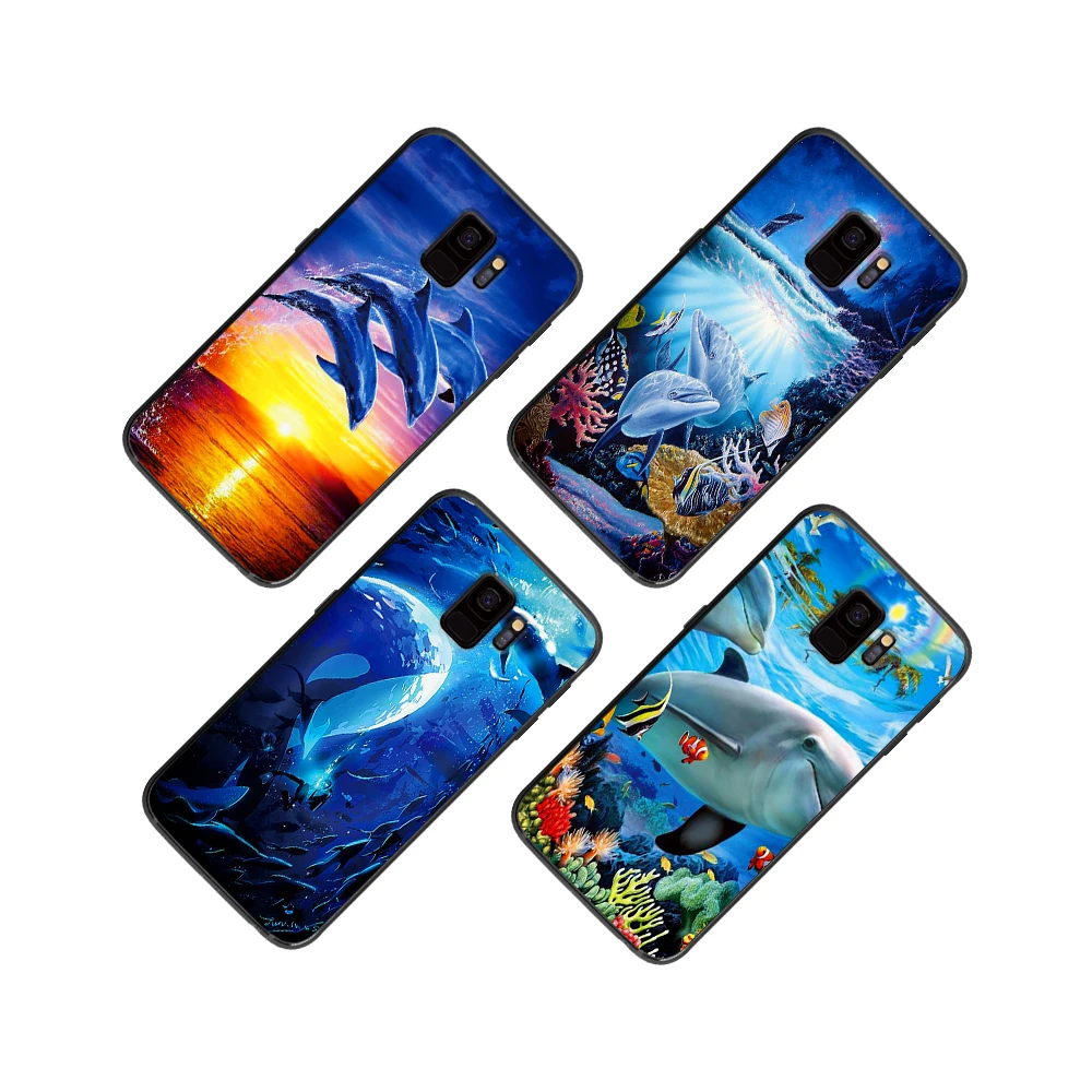 Мультяшные морские Киты и дельфинов а так же для samsung Galaxy A5 A6 A7 A8 A9 2018 2019 плюс M10 M20 M30