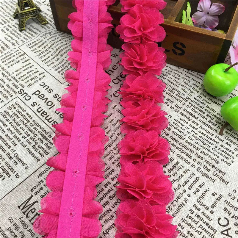 PF 1 ярд 5 см ширина кружевной лентой многоцветный 8 листья 26 цветы DIY украшение