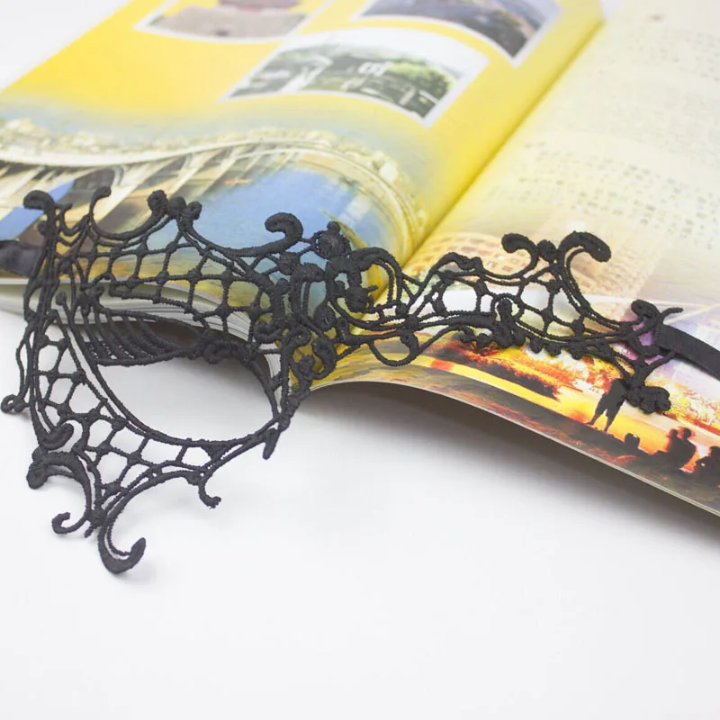 Маска на половину лица кружевная в форме ажурной вуали сексуальный черный глаз