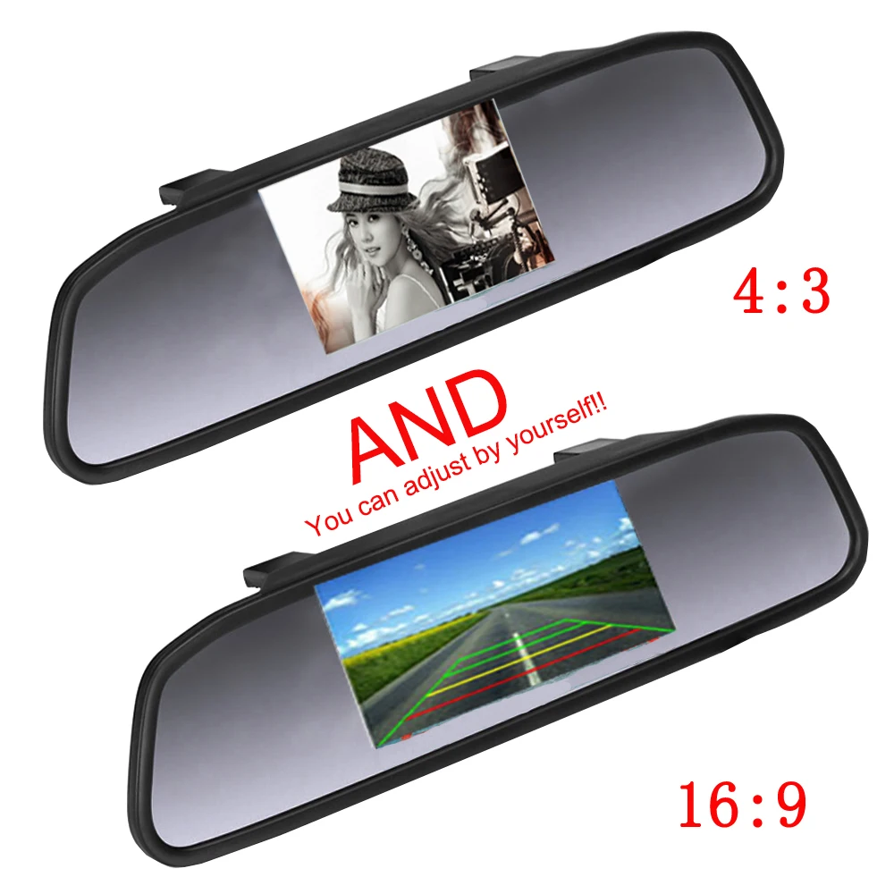 5 inch TFT LCD HD 800*480 Screen Car Mirror Monitor Reversing Auto Parking Assistance with 2 Video Input Rearview Camera | Автомобили и