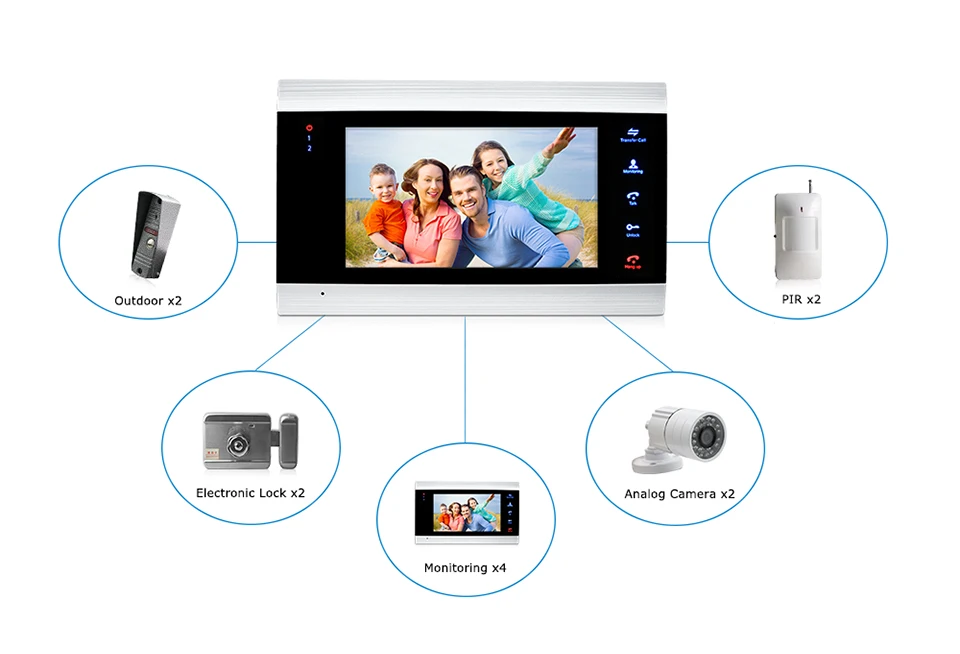 JeaTone 7 дюймов видео дверной звонок монитор домофон с 1200TVL наружная камера IP65 домофон система Поддержка Камера видеонаблюдения