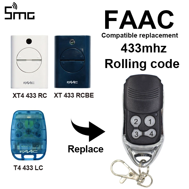 FAAC пульт дистанционного управления Передатчик Замена FAAC XT4 RC XT RCBE T4 LC для гаража командные ворота открывания двери 433 МГц прокатный код
