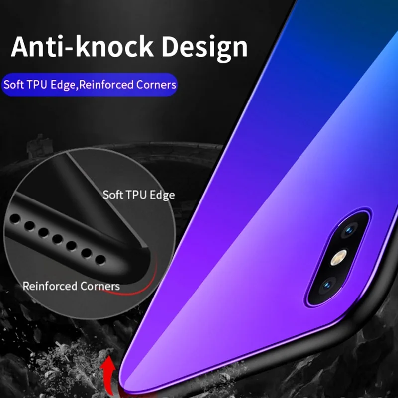 Градиентный чехол из закаленного стекла для xiaomi 8 E A 2 1 lite MAX MIX 3 Aurora цветной стеклянный телефона Redmi NOTE 6 5 4 X