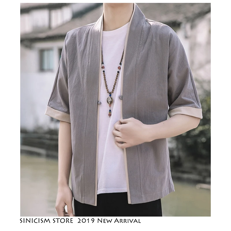 Sinicism Store 2020 Мужской Хлопковый льняной Тренч уличная Мужская винтажная