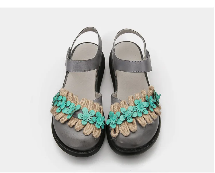 Новинка 2018 года обувь ручной работы в стиле ретро с цветами на толстой подошве