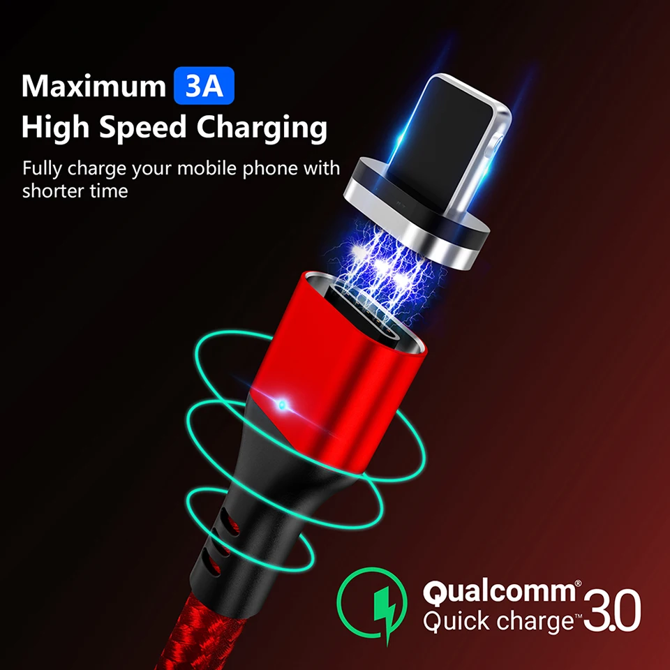 ZRSE 3A Магнитный кабель Usb Type C для Iphone 11 XS XR X Micro кабели 3 в 1 LED Quick Charge 0 провод быстрой